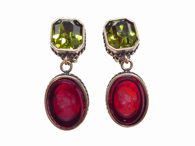 Clips Emilia olivgrün/rot (Bronze)