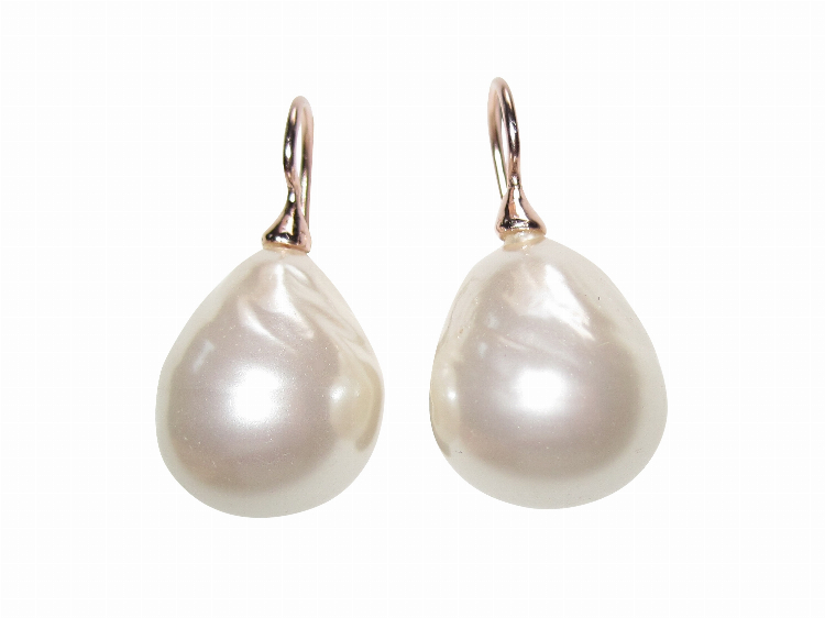 Ohrringe Barocco groß weiß (gold-platt.)