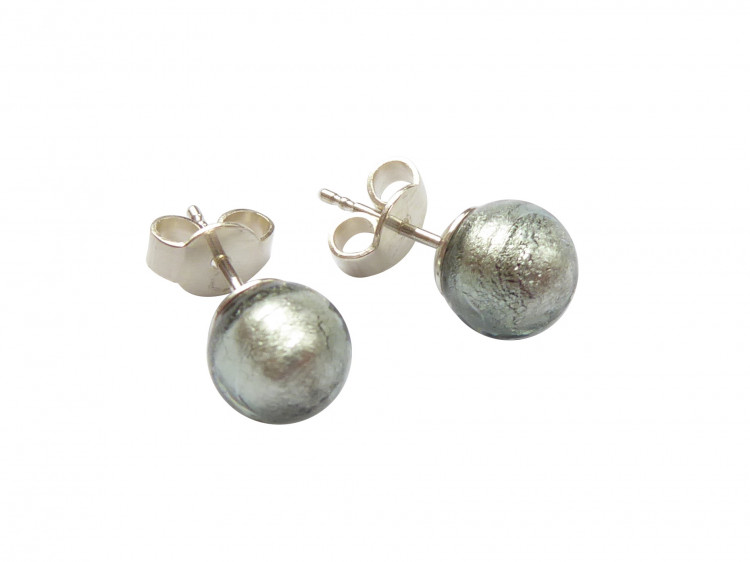 Ohrstecker Murano graugrün (silber)