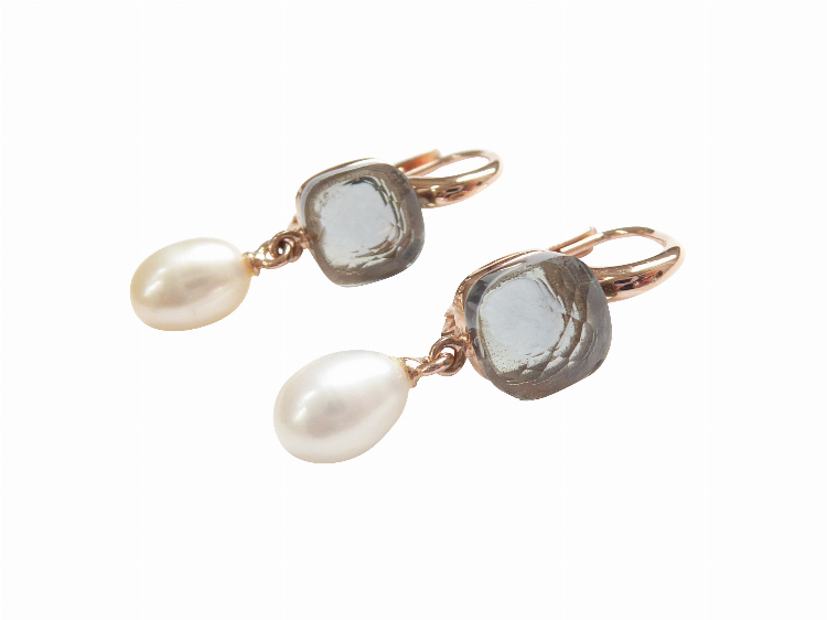 Ohrringe Pietra Perle graublau transparent