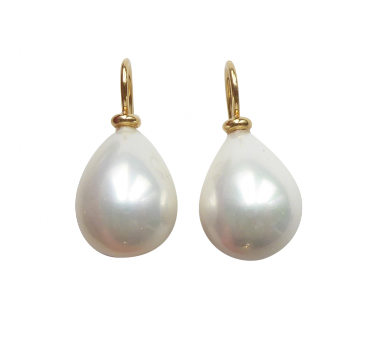 Ohrringe Goccia weiß (gold-platt.)