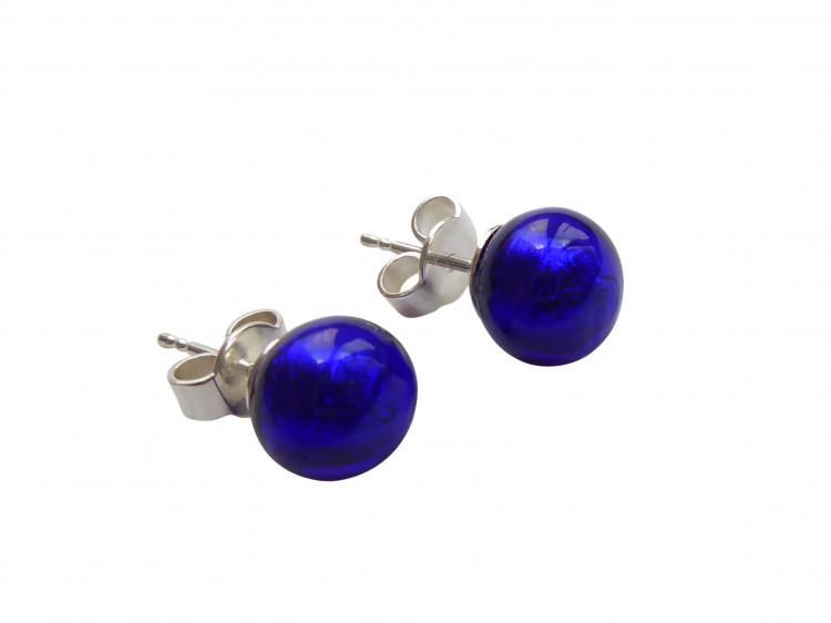 Ohrstecker Murano dunkelblau (silber)