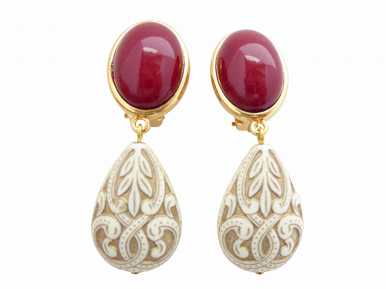 Clips Greta (weinrot/elfenbein)