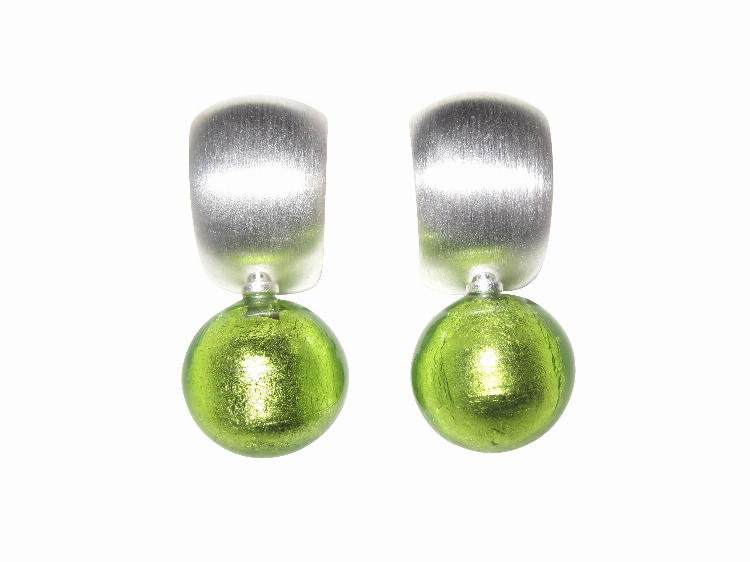 Clips Murano Creole hellgrün (silber)
