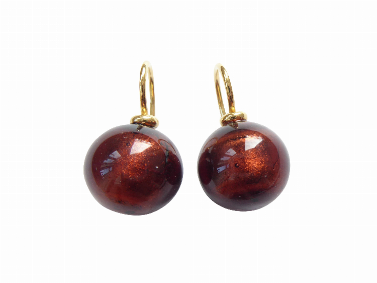 Ohrringe Murano auberginebraun (gold-platt.)