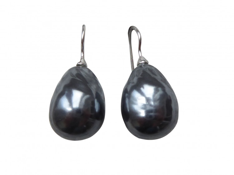 Ohrringe Barocco groß grau (silber)