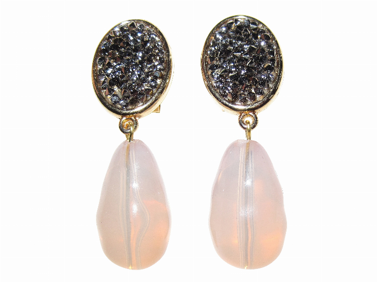 Clips Elena (grau/rosenquarz)