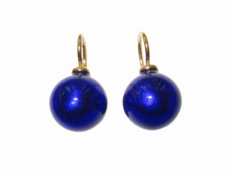 Ohrringe Murano dunkelblau (gold-platt.)