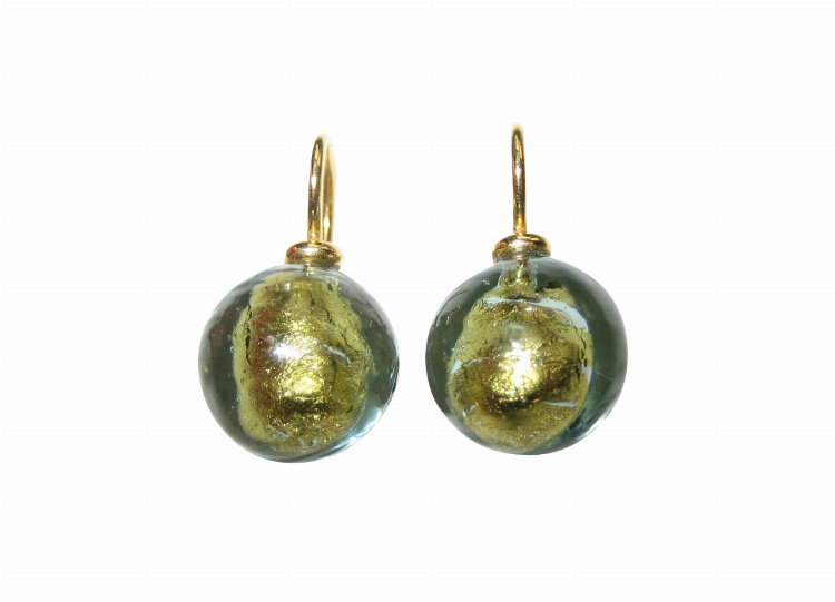 Ohrringe Murano olivgrün (gold-platt.)