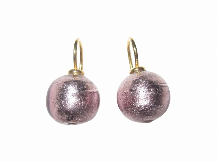 Ohrringe Murano aubergine (gold-platt.)