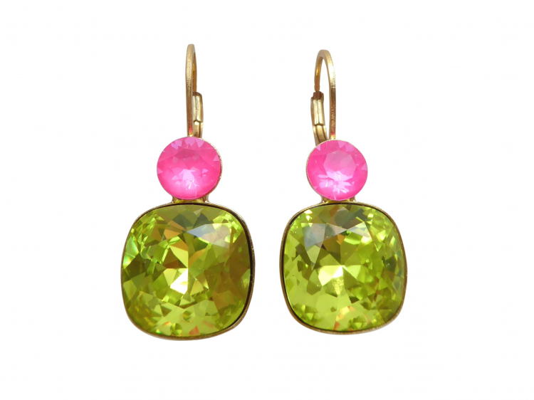 Ohrringe Mary hellgrün/pink (vergoldet)