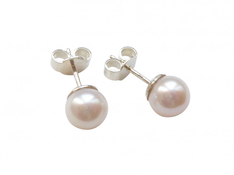 Ohrstecker Süßwasserperle weiß (silber)