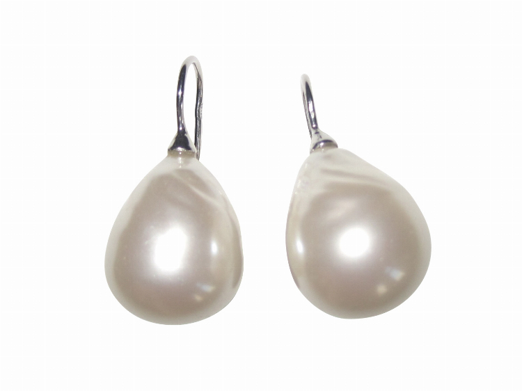 Ohrringe Barocco groß weiß (silber)