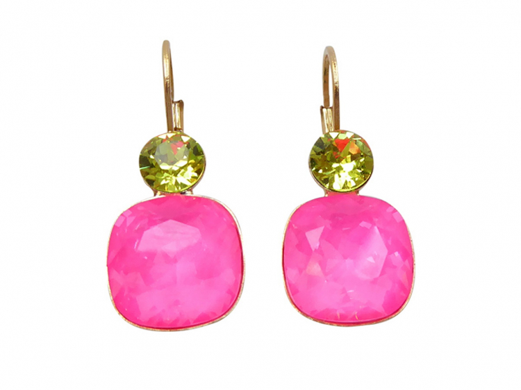 Ohrringe Mary pink/hellgrün (vergoldet)