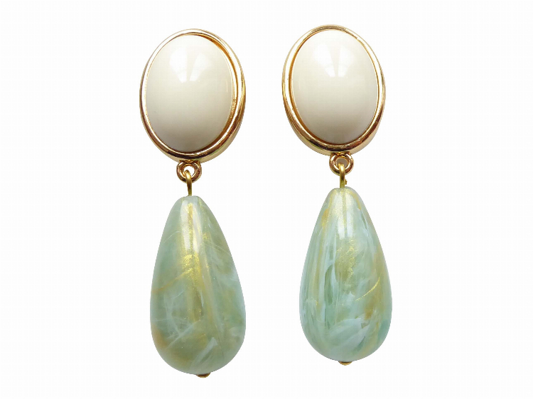 Ohrringe Viola (elfenbein/jade marmoriert)