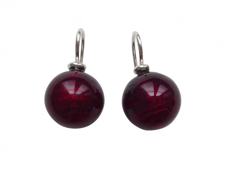 Ohrringe Murano dunkelrot (silber)