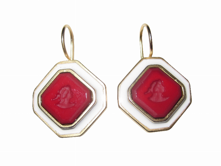 Ohrringe Ida weinrot (vergoldet)
