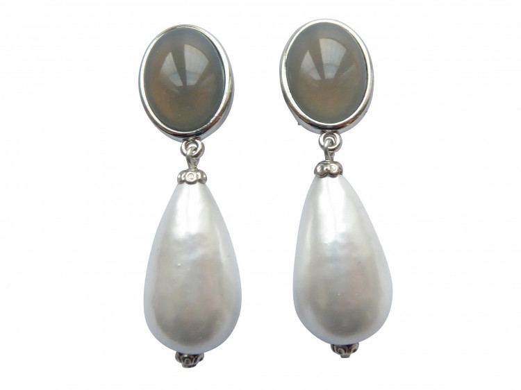 Ohrringe Philippa (grau/weiß) silber