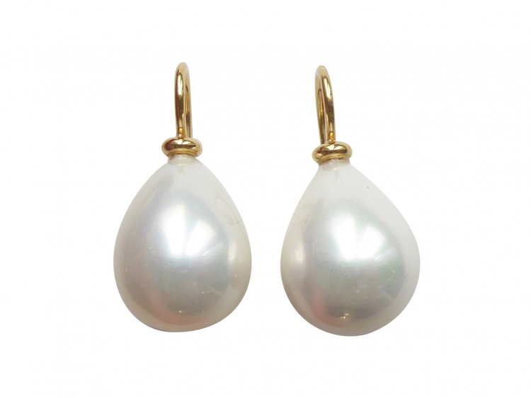 Ohrringe Goccia weiß (gold-platt.)